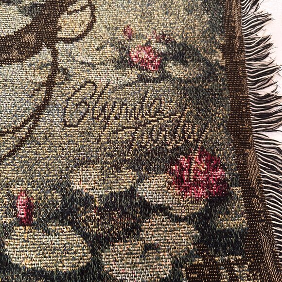 Vintage Glynda Turley  Romanic Lily Pond Tapestry Blanket Throw W48"x70"H - Picture 12 of 15